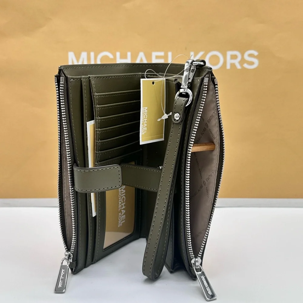 Michael Kors Olive Multi Double Zip Wristlet